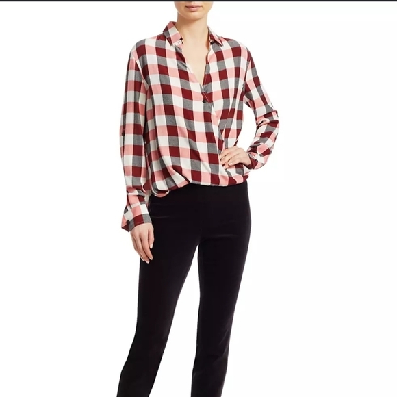 Rag & Bone Camille Plaid Faux Wrap Casual Blouee Size Medium‎ - Picture 8 of 8
